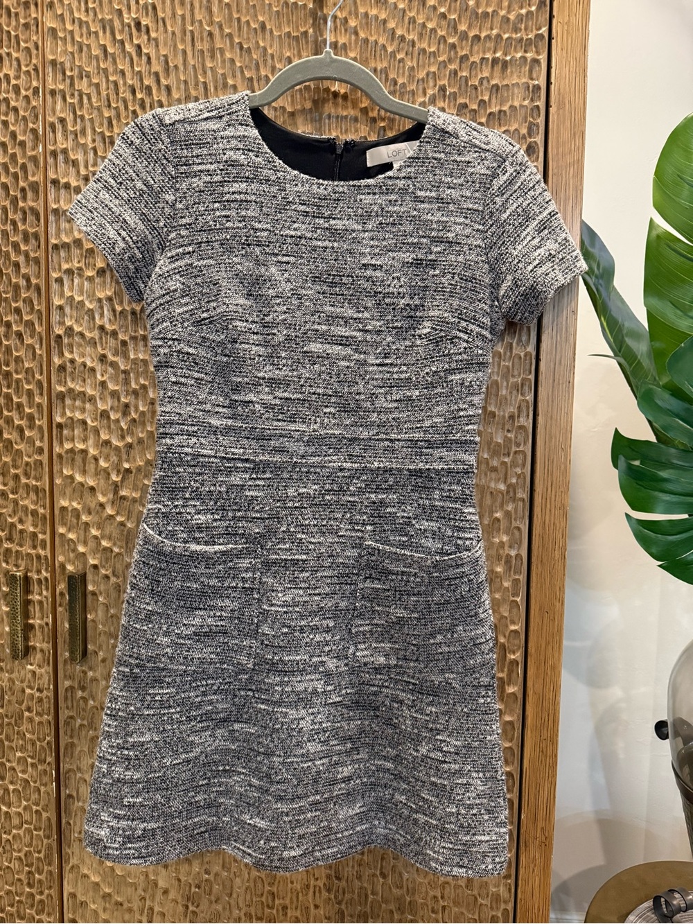 LOFT Gray Marled Short Sleeve A-Line Dress Size 2 Petite